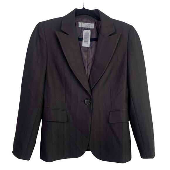 TAHARI Arthur S. Levine Sleek Modern Suit Corpcore Blazer Jacket 6 Petite Brown - Picture 9 of 14